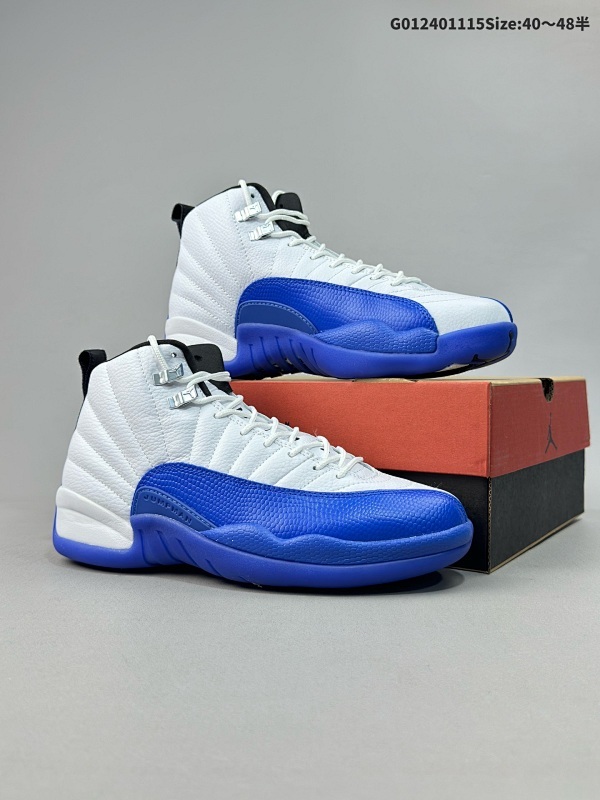 24040-48.5半 Air Jordan 12 Retro "Blue Berry" 高帮 白蓝黑 AJ12货号CT8013-140