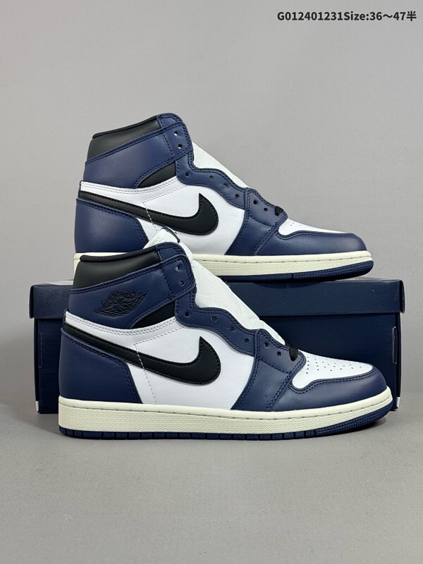 24036-47.5半 Air Jordan 1 Retro High "Midnight Navy" 高帮 午夜蓝 AJ1 乔丹1代 aj1 乔1 高邦 蓝白黑货号DZ5485-401