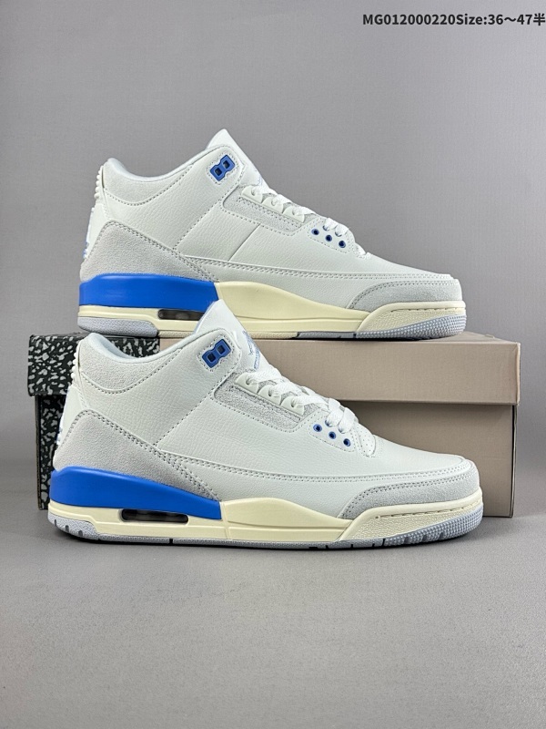 20036-47.5半 Air Jordan 3 Retro "White Blue" 白蓝 AJ3货号CT8532-101