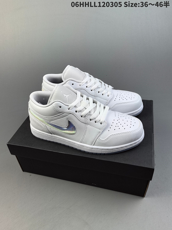 160头层带半码 Air Jordan 1 Low "Glitter Swoosh" 低帮 冰雪奇缘06HHLL120305 Size:3646半货号FQ9112-100