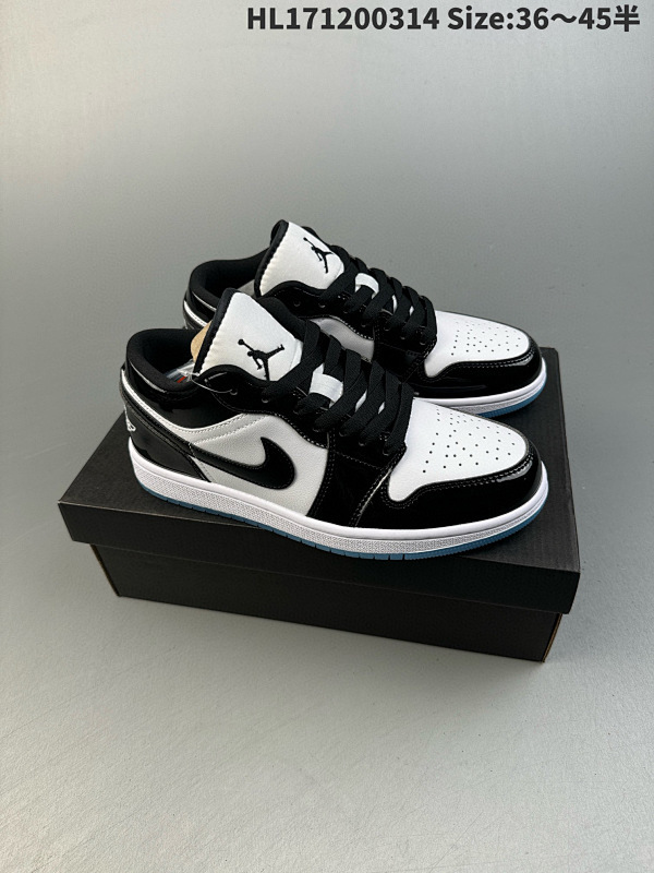 120  Air Jordan 1 Low "Concord" 低帮 漆皮白黑 AJ1 乔丹1代货号DV1309-100 HL171200314 Size:3645半