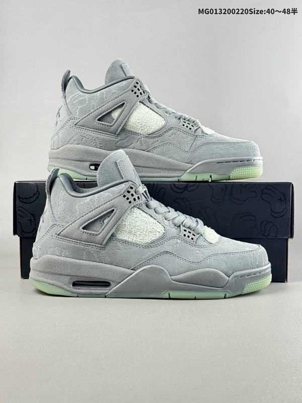32040-48.5半 KAWS x Air Jordan 4 "Kaws Cool Grey" 暴力熊 酷灰联名 AJ4货号930155-003