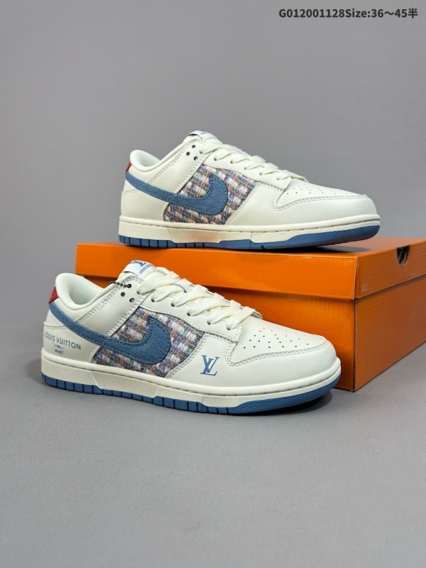 20036-45半 定制球鞋 Louis Vuitton x Nike Dunk SB Low 路易威登 x 耐克 SB 低帮 联名米蓝红小香风 货号XX2025-323
