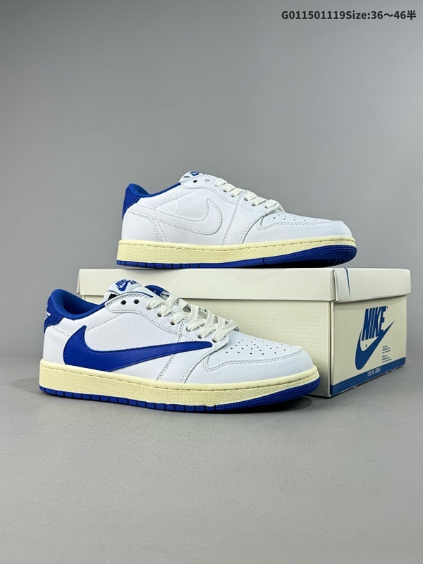 15036-46半 Travis Scott x Air Jordan 1 Low OG 低帮 白蓝倒勾联名货号DM7866-104 货号DM7866-130/146