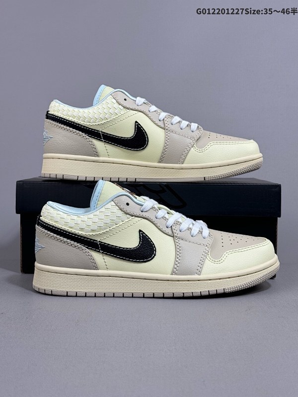 22035.5-46半 Air Jordan 1 Low SE "Sanddrift" 低帮 米棕黑编织 AJ1 乔丹1代 aj1 乔1 低邦 米棕黑货号HQ3440-101