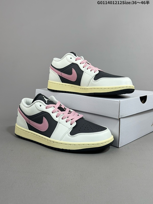 14036-46半 [定制球鞋]  Air Jordan 1 Low 低帮 反转熊猫粉勾 AJ1 乔丹1代 aj1 乔1 低邦 黑粉 乔丹篮球鞋系列货号DC0774-001 I