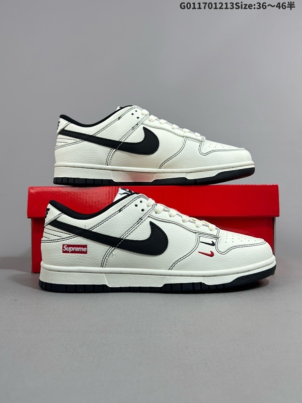17036-46半 定制球鞋 Supreme x Nike Dunk SB Low Sup x 耐克 SB 低帮 联名白黑 鞋身以米白色作为主货号XX2025-316
