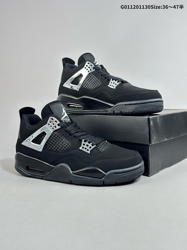 12036-47.5半 Air Jordan 4 Retro "Black" 黑银 AJ4 乔丹4代 aj4 乔4  黑银 乔丹篮球鞋系列货号CU1110-019/011