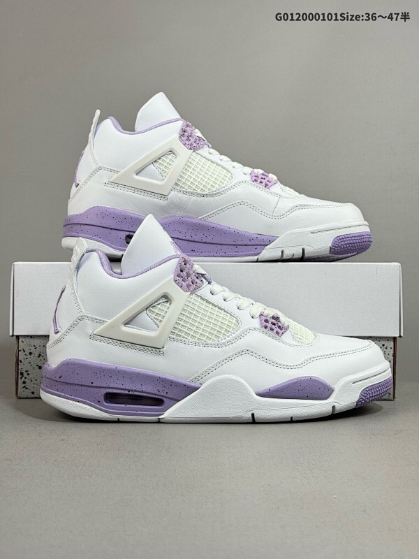 20036-47.5半 Air Jordan 4 Retro 白紫泼墨 AJ4 乔丹4代 aj4 乔4 白紫 乔丹篮球鞋系列货号CT8527-115