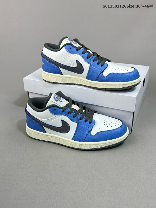 15036-46半 Air Jordan 1 Low "Flight Vintage" 低帮 小野比利联名 AJ1 乔丹1代 aj1 乔1 低邦 做旧蓝白黑货号FV8439-104