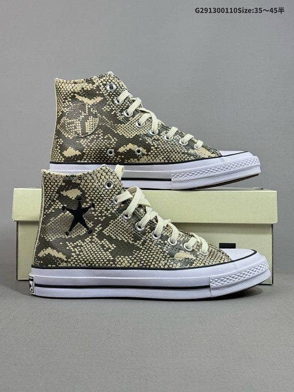 13035-45半   公司级Stussy x Converse ALL STAR CHUCK 70 匡威 蛇纹时尚百搭 防滑耐磨 高帮 帆布鞋 货号:A11674C