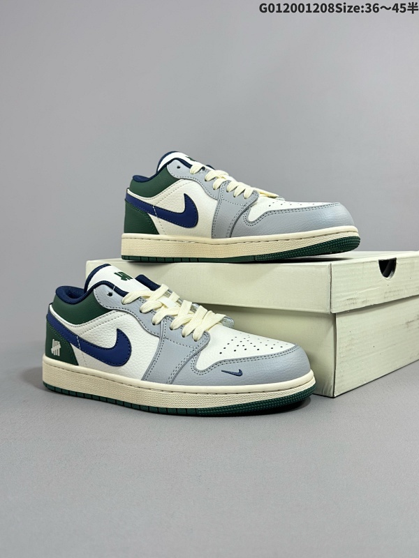 20036-45半 定制球鞋 Undefeated x Air Jordan 1 Low UND x AJ1 低帮 联名米蓝绿货号JJ8688-005
