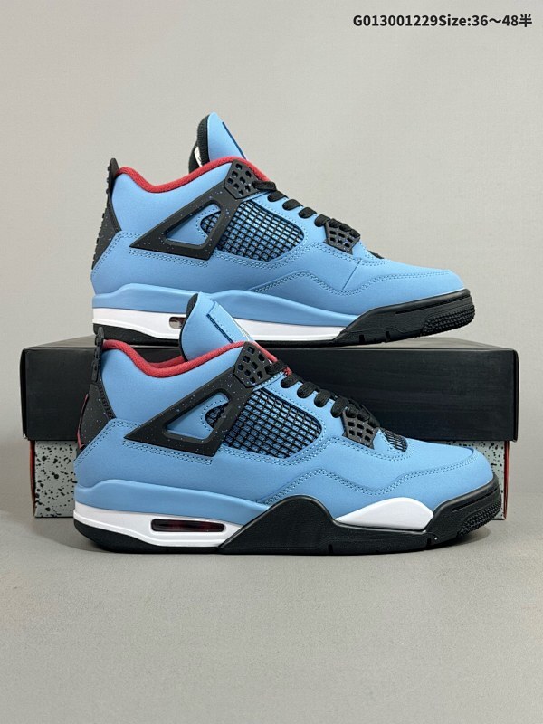 30036-48.5半 Travis Scott x Air Jordan 4 Retro 蓝麂皮 AJ4 乔丹4代 aj4 乔4 蓝联名 乔丹篮球鞋系列货号308497-406