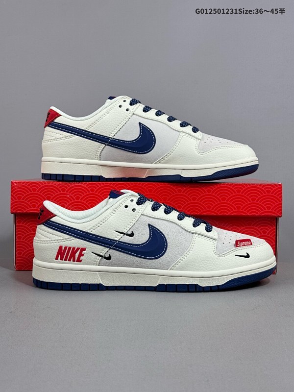25036-45半 定制球鞋 Supreme x Nike Dunk SB Low Sup x 耐克 SB 低帮 联名灰白蓝货号FC1688-204