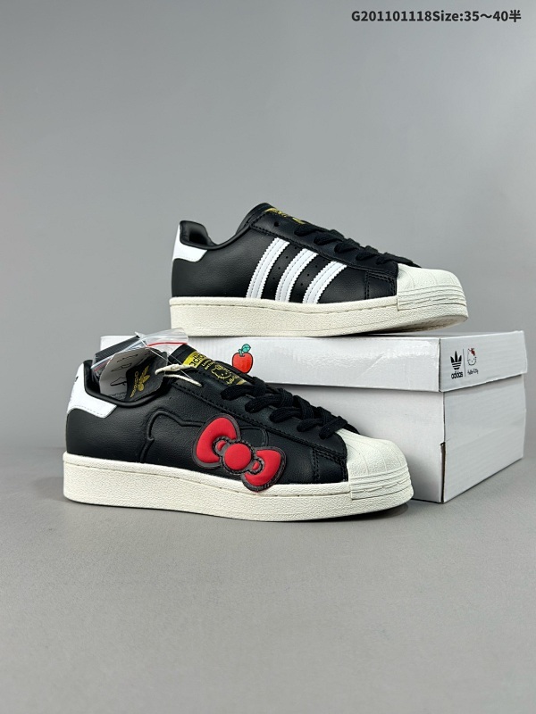 11035-40半 阿迪达斯 ADIDAS SUPERSTAR 三叶草经典贝壳头系列 HELLO KETTY 猫大蝴蝶结 新款休闲板鞋潮流男女士运动鞋货号IF4399