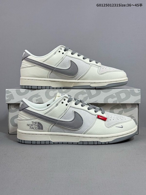 25036-45半 定制球鞋 The North Face x Nike Dunk SB Low 北面 x 耐克 SB 低帮 联名米白灰货号BB7518-015
