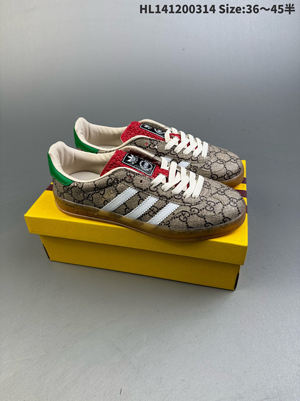 120 古驰Gucci x 德国运动品牌阿迪达斯Adidas Originals  采用软质纤维牛剖皮HL141200314 Size:3645半