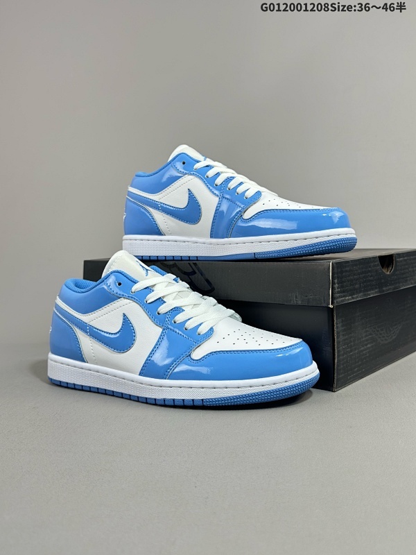 20036-46半 Air Jordan 1 Low "Legend Blueb" 低帮 漆皮北卡蓝 AJ1 乔丹1代 aj1 乔1 低邦 北卡蓝漆皮 乔丹篮球鞋货号FZ2138-114