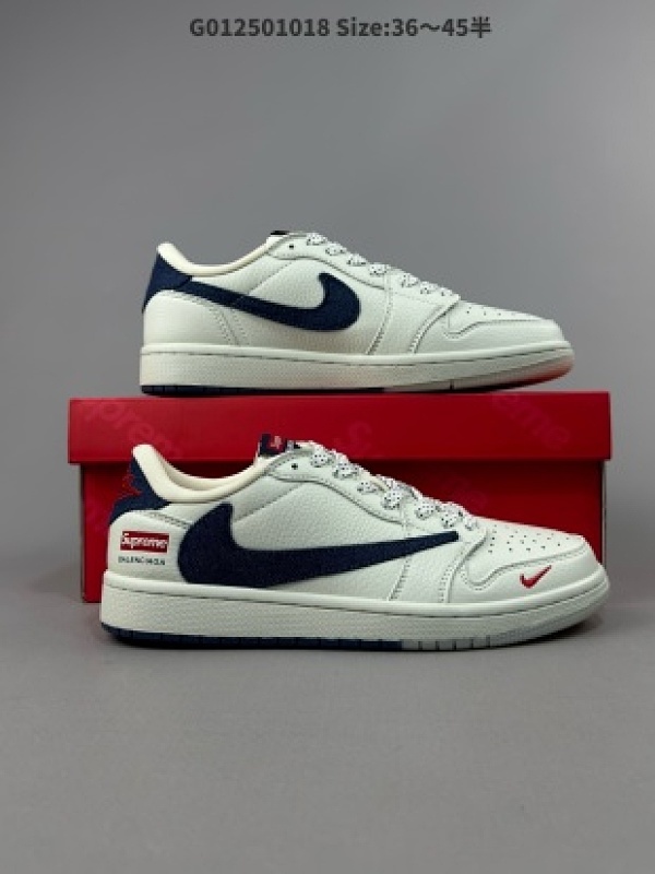 Supreme x Balenciaga x Travis Scott x Air Jordan 1 Low Sup x 巴黎世家 x AJ1 低帮 米蓝红倒勾联名货号JH6088-608