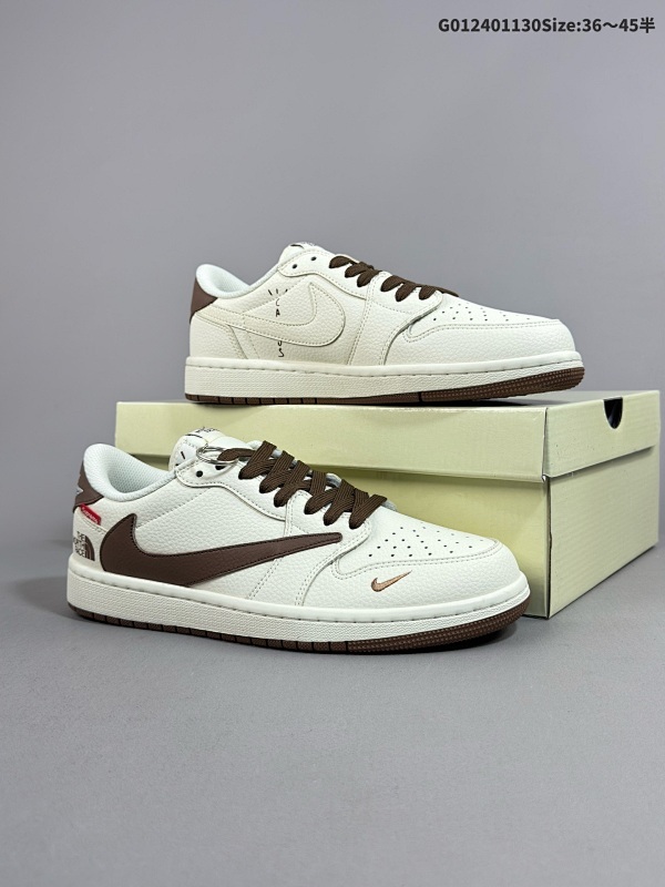 25036-45半 定制球鞋北面 x Sup x AJ1 低帮 米白棕倒勾联名货号DIY1688-005