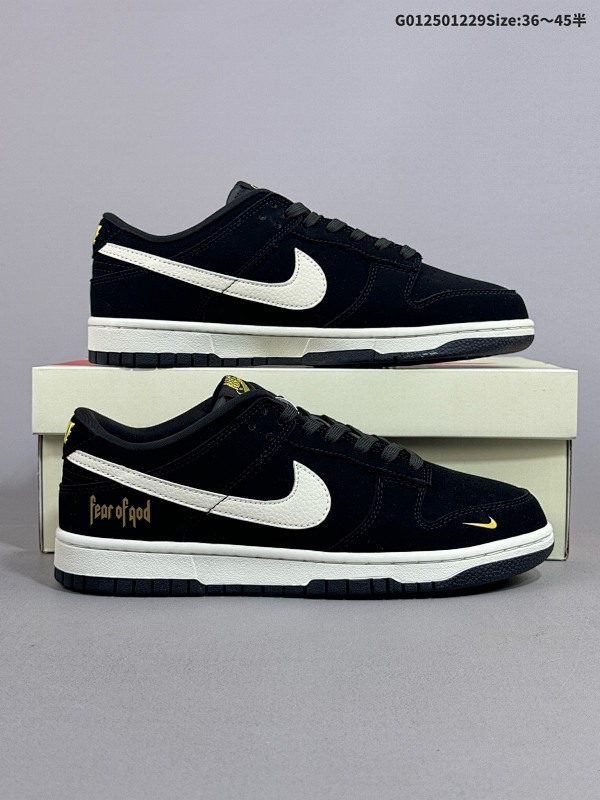 25036-45半 定制球鞋 Fear Of God x Nike Dunk SB Low FOG x 耐克 SB 低帮 联名黑白金货号KK1333-016