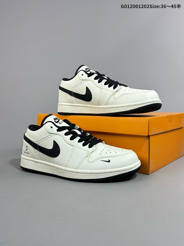 20036-45半 定制球鞋 Violentbear x Air Jordan 1 Low 暴力熊 x AJ1 低帮 联名米白黑货号SJ9950-009