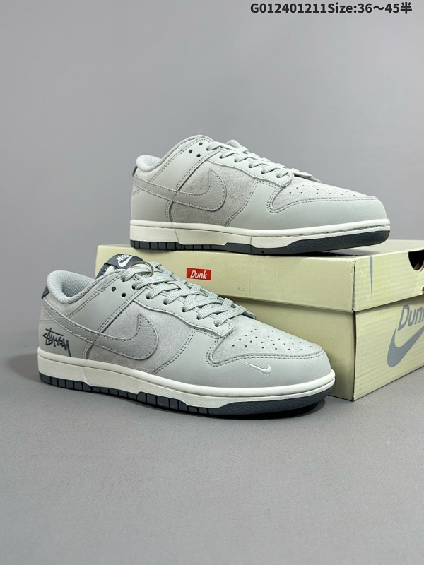 24036-45半 定制球鞋 Stussy x Nike Dunk SB Low 斯图西 x 耐克 SB 低帮 联名灰色 鞋款整体以灰色麂皮打造货号SF1029-403