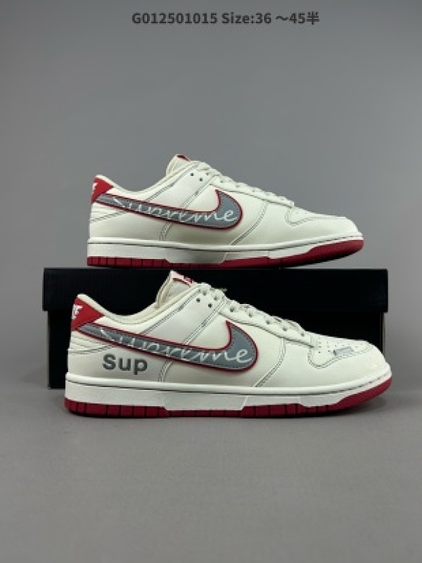 Supreme x Nike Dunk SB Low Sup x 耐克 SB 低帮 联名米灰红 定制球鞋鞋身以米白色作为主色调货号DJ2024-030