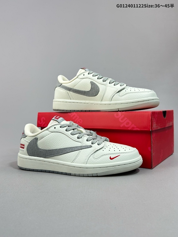 25036-45半 公司级 头层定制球鞋AJ1 低帮 米白灰倒勾联名 货号JH6088-705