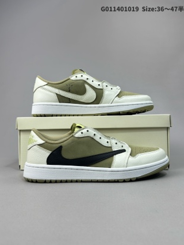 Travis Scott x Air Jordan 1 Low Golf 低帮 高尔夫棕白 AJ1 乔丹1代 aj1 乔1 低邦 高尔夫绿白黑 乔丹篮球鞋系列货号FZ3124-200