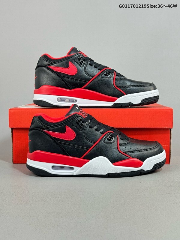 17036-46半 Nike Air Flight 89 Low "Bred" 耐克 89兄弟款 低帮 黑红色 男女同款货号FZ3045-001