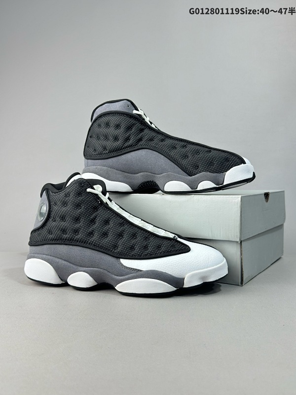 28040-47.5半 Air Jordan 13 Retro "Black Flint" 高帮 黑白灰熊猫 AJ13货号DJ5982-060