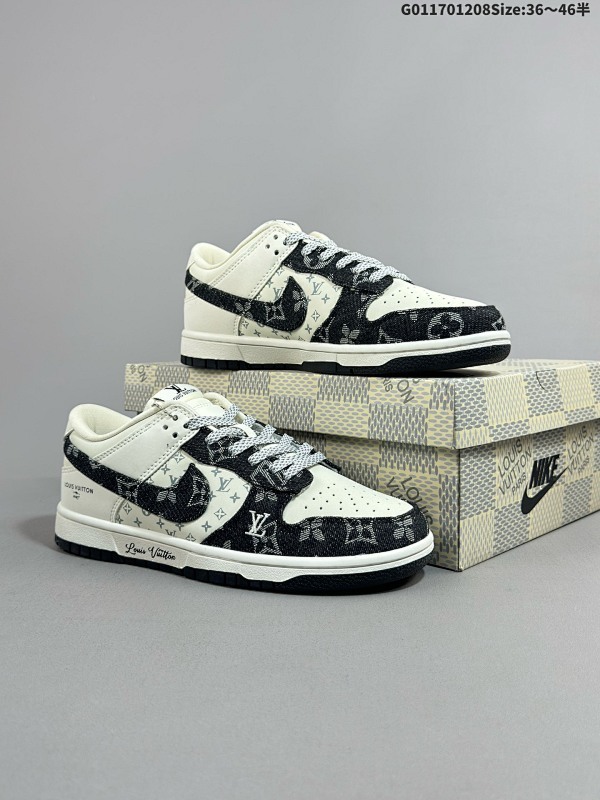 17035.5-46半 定制球鞋 Louis Vuitton x Nike Dunk SB Low LX x 耐克 SB 低帮 LV联名黑白牛仔货号JH8310-946