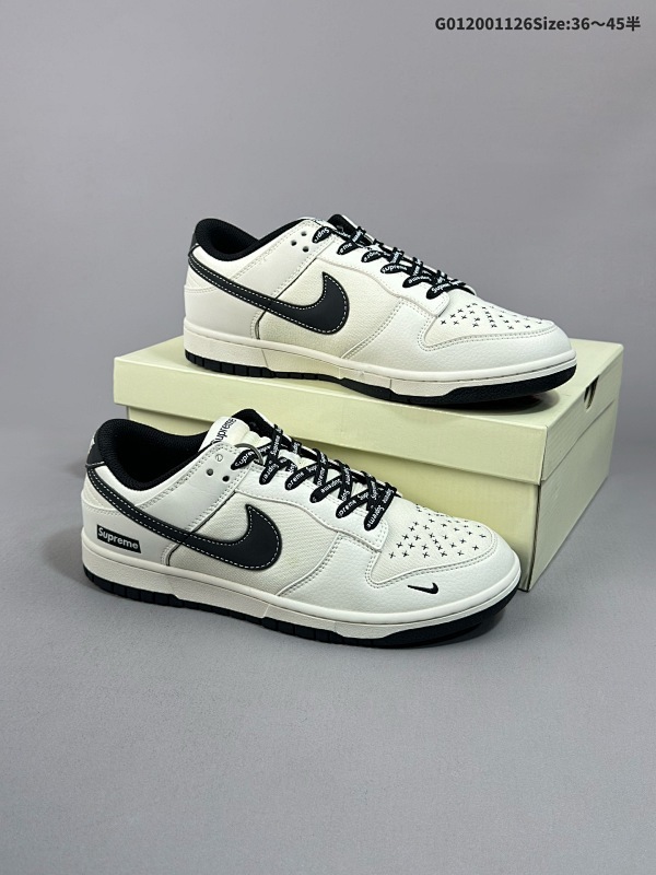 20036-45半 定制球鞋 Supreme x Nike Dunk SB Low Supreme x 耐克 SB 低帮 联名白黑帆布满天星货号BB6698-515