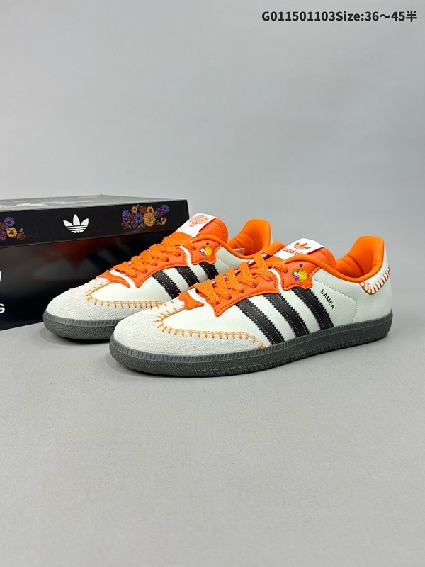 15036-45半 Adidas originals SAMBA OG "Dia De Los  Muertos Pack" 阿迪达斯 低帮 白橙 货号JI3934