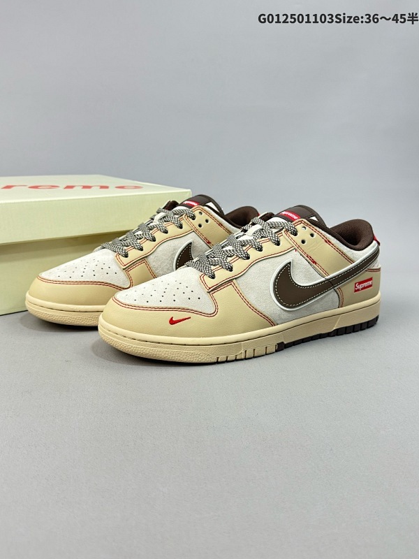 25036-45半 定制球鞋 Supreme x Nike Dunk SB Low Sup x 耐克 SB 低帮 联名棕米红货号MM1089-021