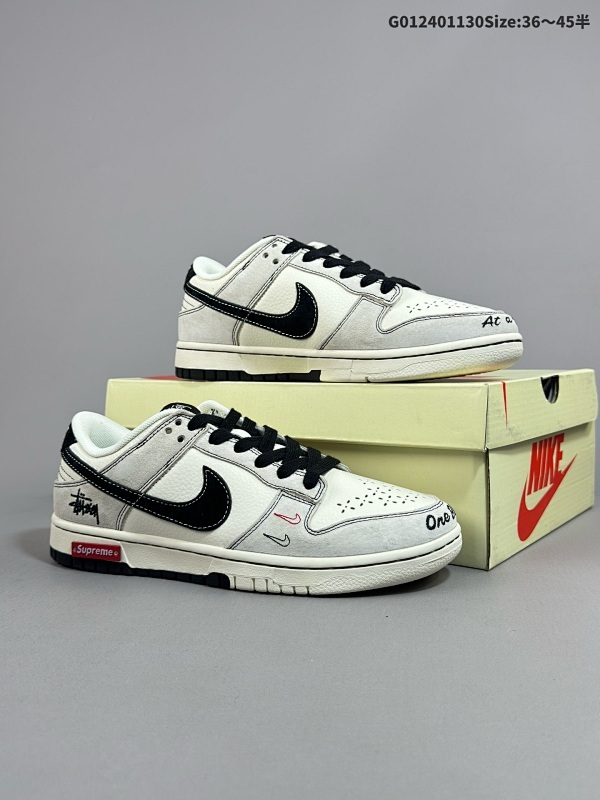 25036-45半 定制球鞋 Stussy x Supreme x Nike Dunk SB Low 斯图西 x Sup x 耐克 SB 低帮 三方联名灰白黑货号MM1089-031