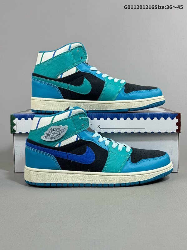 12036-45 Air Jordan 1 Mid "Inspired By The Greatest" 中邦 蓝绿色 乔丹篮球鞋系列货号FJ9482-004
