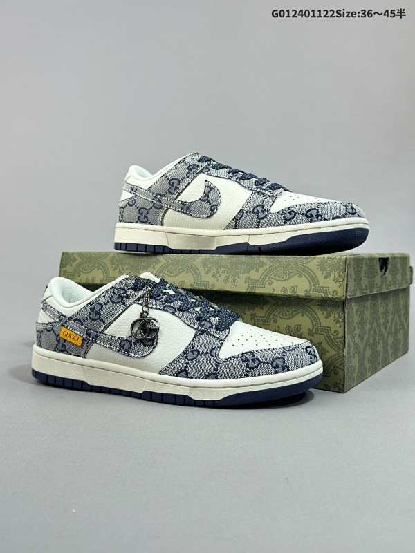 25036-45半 公司级 头层定制球鞋 Gucci x Nike Dunk SB Low 古驰古奇 x 耐克 SB 低帮 联名蓝白牛仔货号BB9676-313