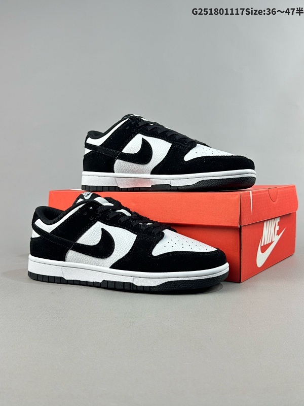 18036-47.5半 Nike SB Dunk Low Retro SE "Suede Panda" 耐克 SB 低帮 麂皮黑白熊猫 男女同款货号FQ8249-100