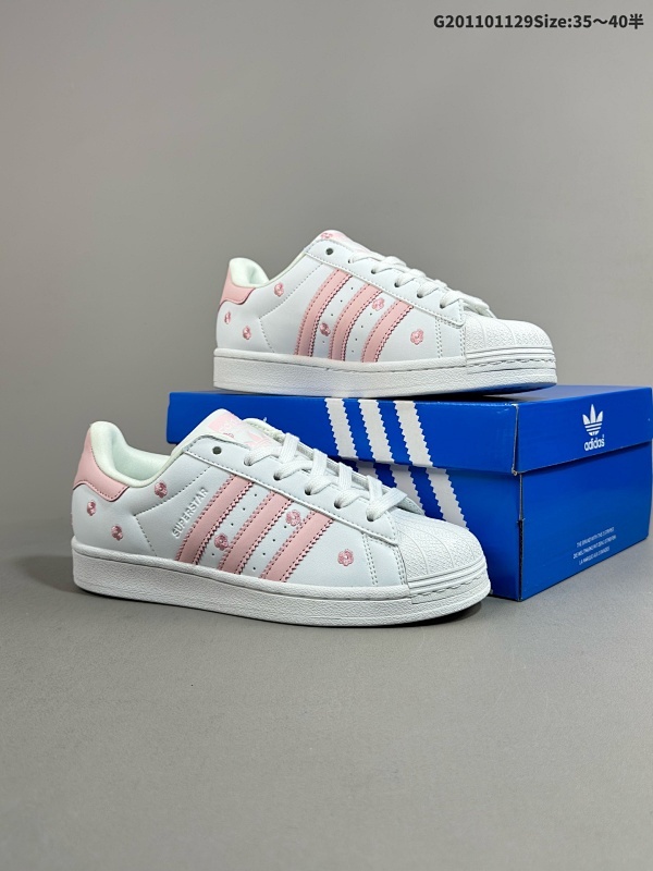 11035-40半 阿迪达斯 ADIDAS SUPERSTAR 三叶草刺绣花朵 经典贝壳头系列 新款休闲板鞋潮流女士运动鞋货号IG7015