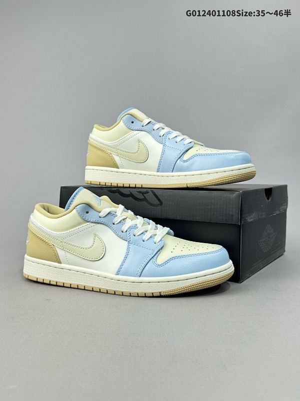 24035.5-46半 纯原版本 Air Jordan 1 Low SE 低帮 蓝白棕 AJ1货号HQ4186-111
