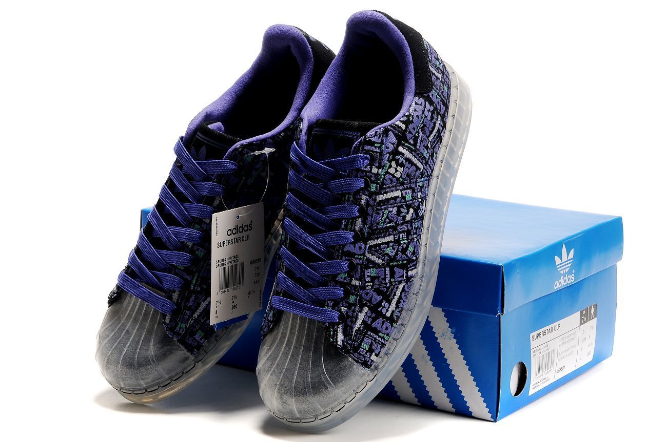 阿迪达斯 新款 三叶草 夏季鞋 夜光果冻 男鞋 紫色40-44