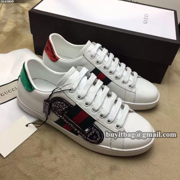 Gucci women Ace embroidered low top sneaker with crystal embroidered safety pin 454552 Gucci women Ace embroidered low top sneaker with crystal embroidered safety pin 454552