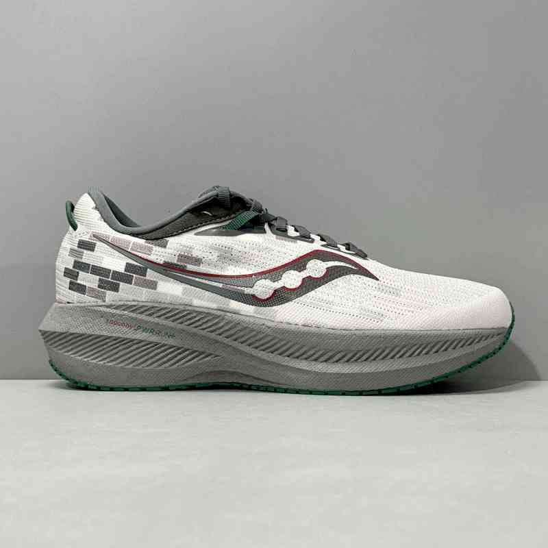 LG版本 白灰红S20881-215 索康尼Saucony Triumph 21 透气舒适减震耐磨 低帮 训练跑步鞋 男女同款 灰绿色