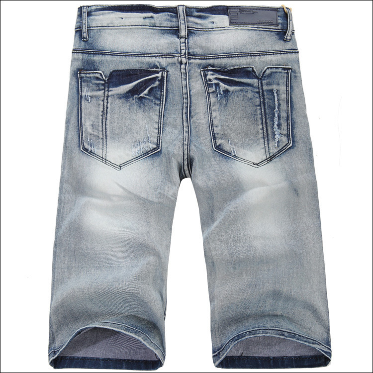 猫须抓痕 舒适 夏季 男浅色牛仔短裤g7052