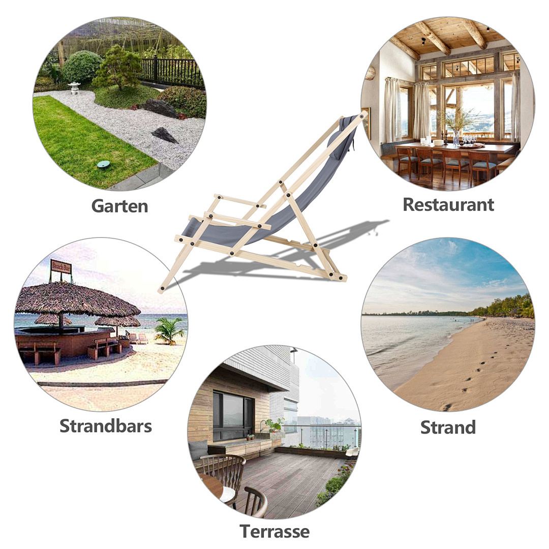 Liegestuhl mit Armauflagen Holz klappbar Faltliege klapp Gartenliege | eBay