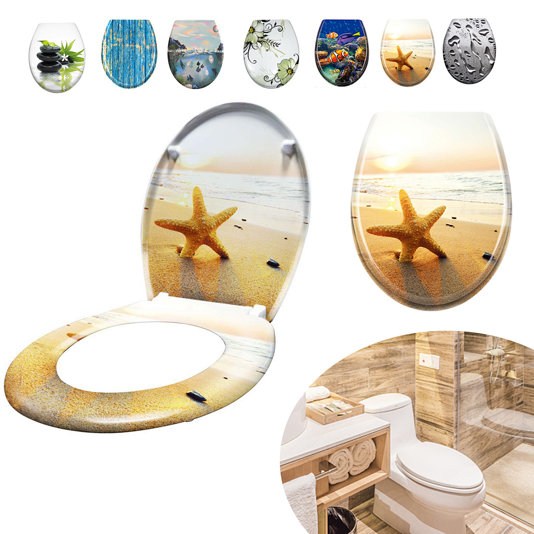 WC Sitz Toilettensitz mit Absenkautomatik Toilettendeckel MDF Bad