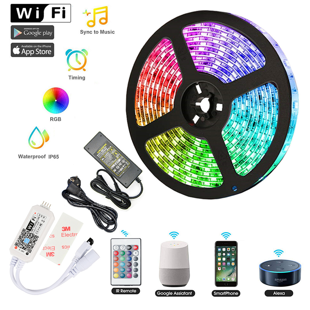 5M LED Streifen WiFi RGB Kontroller Strip 16 Millionen Farben Magic