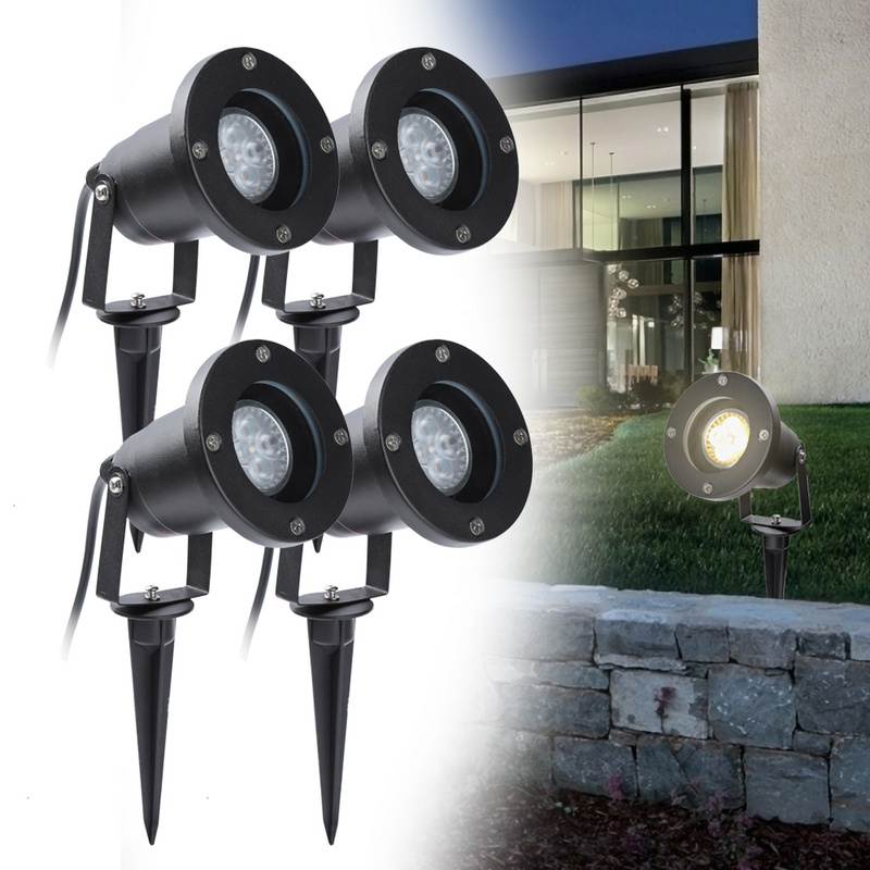 2X LED Gartenstrahler 4W Wasserdicht Aussen GU10 Rasen Spotbeleuchtung